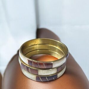 Elegant Gold and Brown Bangle Set